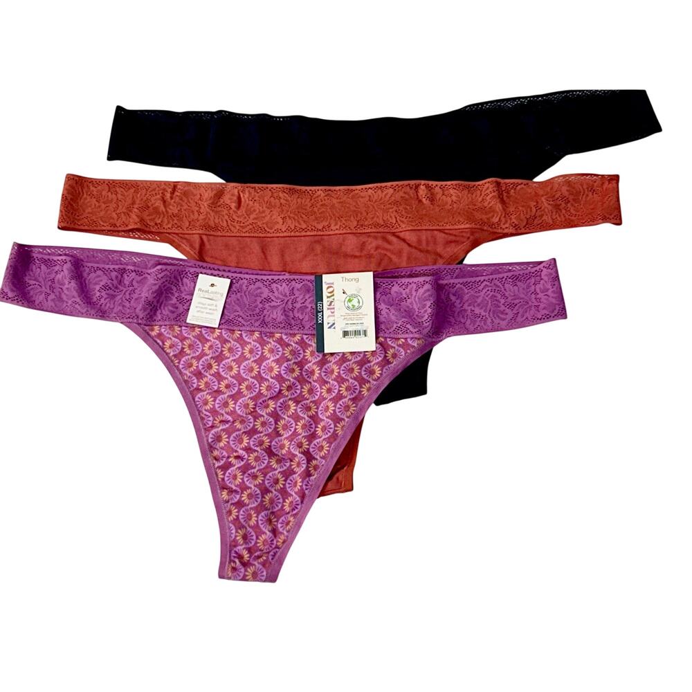 Joyspun Women's Modal Lace Thong Panties 3 Pack Size 3XL 22 NWT Lilac Geo